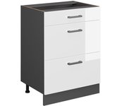 Vicco mueble bajo de cocina r-line, blanco alto brillo, 60 cm con cajones, sin encimera