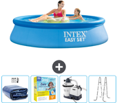 Paquete de piscina - intex - alrededor - 244x244x61 cm + accesorios cb71