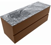 Mondiaz vica dlux 130cm mueble de baño color rust con 2 cajones. con lavabo cloud izquierda 1 orificio color lava