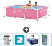 Paquete de piscina - intex - rectángulo - 220x150x60 cm + accesorios cb124