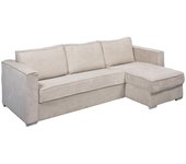 Sofá cama rinconero con apertura italiana y reversible de pana beige - cama de 140 cm - colchón de 18 cm loreto