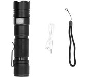 Linterna led de alto brillo, recargable por usb, minilinterna de aleación de aluminio con clip, portátil, ligera, para acampar al aire libre, cazar y