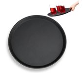 Relaxdays bandeja camarero antideslizante para bar y restaurante, plástico, negro, ø 35 cm