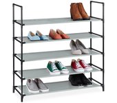 Relaxdays zapatero sistema de encaje xl, 5 niveles, para 20 pares, estantería de zapatos 90,5x87,5x30cm, zapatera, gris