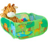 Relaxdays piscina de bolas jungla, 50 pelotas, parque infantil cuadrado, poliéster y plástico, 34 x 71 x 71 cm, verde