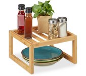 Relaxdays estante armario cocina, bambú, 14 x 24,5 x 24,5 cm, repisa para encimera y mueble de despensa, natural