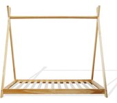 Rebecca mobili marco de cama para niños cortina de madera natural 80x160 habitación infantil