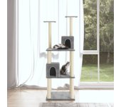 Rascador para gatos con rascador de sisal gris claro 141 cm