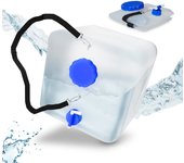 Relaxdays bidones plegables, grifo, boca ancha & correa, 15l, sin bpa, 2 uds., transparentes
