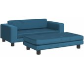 Sofá para niños | sofá de salón | sofá de descanso con reposapiés terciopelo azul 100x50x30 cm cfw853042