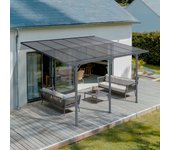 Pergola/cochera adosada kleo 4m x 3m aluminio gris