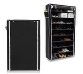 2 zapateros, 161x88x30 cm, armario vertical, estantería, 45 pares de zapatos, 10 pisos, cubierta con cremallera, negro