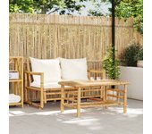 Juego de sofás de jardín con cojines 2 uds | conjunto de comedor | juego de muebles de jardín bambú cfw66092