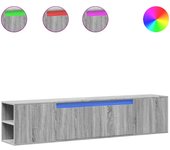 Mueble tv de pared | mueble de salón con luz led gris sonoma 180x31x39,5 cm cfw86483