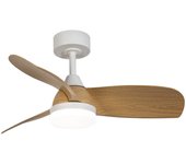 Ventilador de techo led byan blanco+madera 18w 2000lm cct intensidad regulable con mando a distancia