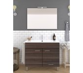 Mueble de baño samos 2 puertas y un cajón incluye lavabo y espejo - fresno tea 90 x 45 cm seno centrado