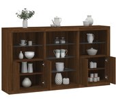 Aparador | aparador de comedor | armario de cocina con luces led roble marrón 181,5x37x100 cm cfw79599