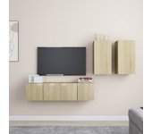 Vidaxl juego de muebles de salón 4 piezas roble sonoma