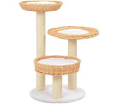 Rascador para gatos con nicho, juguete de peluche en madera de sauce de sisal natural 3702248