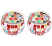 Portavelas de cristal con mosaico, luz de té perfumada romántica, decorativa para sala de estar, mesa de cocina, centros de mesa