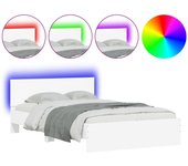 Estructura de cama con cabecero y luces led blanco 135x190 cm