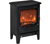 Chimenea eléctrica homcom acero, abs, vidrio templado negro 39x26x54,8 cm