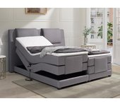 Pack boxspring cabecero + somieres eléctricos + colchones + cubrecolchón castel de palacio - 2x90x200cm - tela gris claro