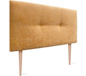 Dhome cabecero acabado lana ecológica premium liso botones con patas cabezal tapizado cama dormitorio acolchado winter luxury (mostaza, 105 cm)