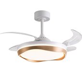 Ventilador dc almati blanco-oro, 4 aspas retráctiles, 72w led 3000|4000|6000k