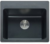Fregadero de cocina individual 500 mm - granito negro mate - alto