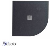 Plato de ducha 90x90 cm semicircular línea vulcano slim negro en resina sintética y polvo de mármol con desagüe libre - frascio