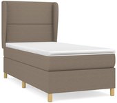 Cama con somier tapizado y colchón de tela gris topo de 90x200 cm