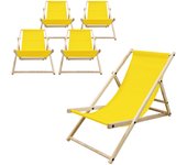 5x sillas de playa plegable madera tumbona amarillo de jardín hamaca impermeable