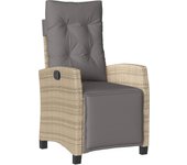 Silla reclinable de jardín | silla de exterior | sillon jardín con reposapiés ratán pe beige mixto cfw598884