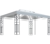 Cenador con doble techo y tira de luces led blanco 3x4 m