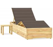 Maison exclusive - tumbona de jardín con mesa y cojín de madera de pino impregnada