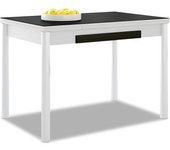 Mesa de cocina extensible 2 alas - 90x50 cm (140x50 cm) - estructura y alas color blanca - tapa cristal color negra