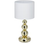 Relaxdays lámpara de mesa elegante, metal y tela, blanco y dorado, 50 x 25 cm