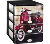 Com-fort house | cajonera apilable de plástico | modelo moto | color negro| modelo de 4 cajones | cajones de almacenamiento modular