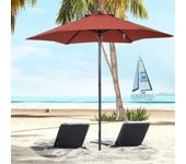Sombrilla de 200 cm x 200 cm, sombrilla de playa, caseta de jardín, sombrilla de exterior, toldos para terrazas, protección solar, rojo vino