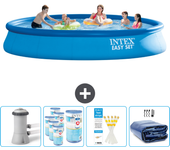 Paquete de piscina - intex - alrededor - 457x457x84 cm + accesorios cb86
