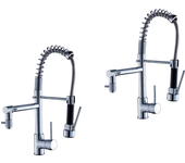 Auralum max 2pcs grifo mezclador de cocina con ducha extraíble moderno caño alto de latón rotativo 360°,grifería retráctil 2 jets