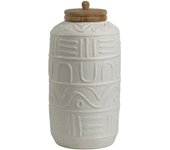 Bote ceramica blanco tapa madera