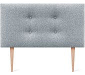 Dhome cabecero de tela aqualine pro con 2 hileras de botones y patas cabezal tapizado cama lujo (gris perla, 105cm)