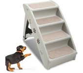 Escalera de plástico plegable de 4 peldaños para perros de hasta 75 kg escalera plegable para mascotas escalera para coche e interior