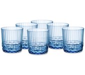 Pack de 6 vasos america 20's bormioli 37cl con relieve azul