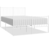 Cama matrimonial | cama para adultos | estructura cama metal con cabecero y estribo blanco 135x190 cm cfw679755