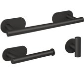 Valaz accesorios de baño adhesivos pegados sin taladro negro mate toallero 30cm+ percha+ portarollos - 1percha