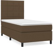 Cama para adulto | cama individual | cama box spring con colchón tela marrón oscuro 90x190 cm cfw44722