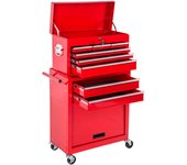 Tectake carro de herramientas con 10 compartimentos - rojo